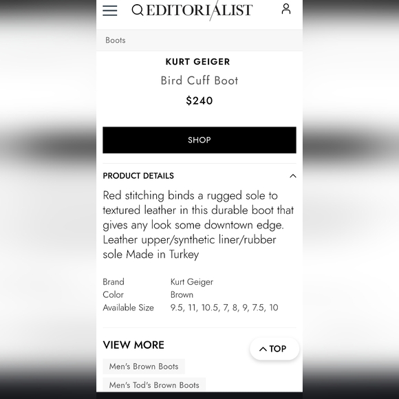 Mens Kurt Geiger Brown Leather Hiking Dress Casual Boots Size 12 / EU 46 - Picture 3 of 14